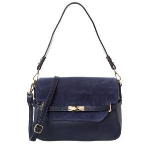 Isabella Rossetti Greta Suede & Leather Handbag, Blue